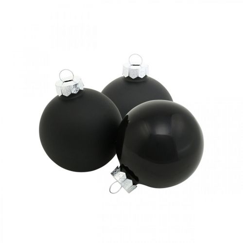 Mini Christmas tree ball, tree decoration mix, Christmas balls black H4.5cm Ø4cm real glass 24 pcs
