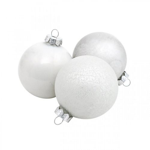Floristik24 Tree pendant, snow globe, Christmas tree decoration, winter decoration white H4.5cm Ø4cm real glass 24 pcs