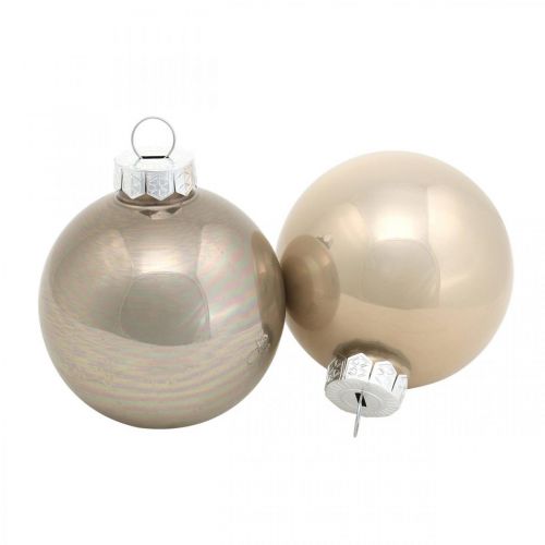 Floristik24 Christmas tree ball, tree decoration, Christmas ball beige/mother of pearl H6.5cm Ø6cm real glass 24 pcs