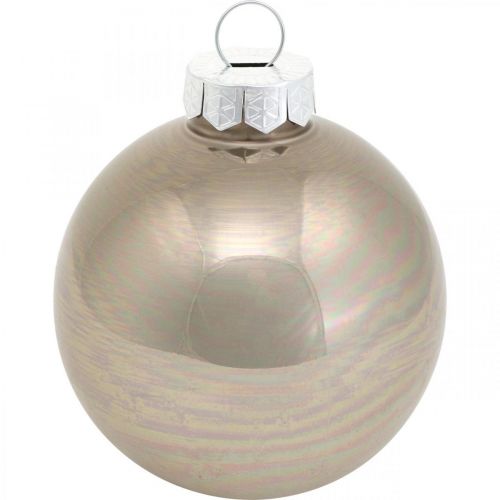 Floristik24 Christmas tree ball, tree decoration, Christmas ball beige/mother of pearl H6.5cm Ø6cm real glass 24 pcs