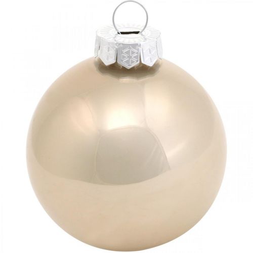 Floristik24 Christmas tree ball, tree decoration, Christmas ball beige/mother of pearl H6.5cm Ø6cm real glass 24 pcs
