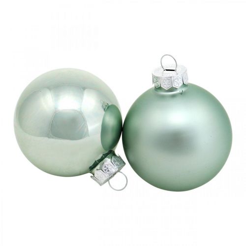 Floristik24 Christmas ball, tree decoration, Christmas tree ball green mint H6.5cm Ø6cm real glass 24 pcs