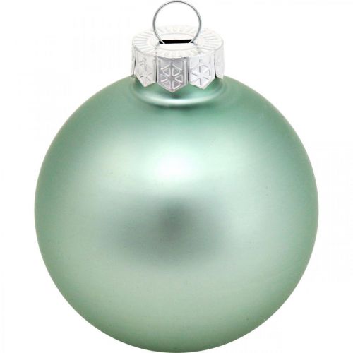 Product Christmas tree decorations, tree ball mix, mini Christmas balls green mint H4.5cm Ø4cm real glass 24pcs