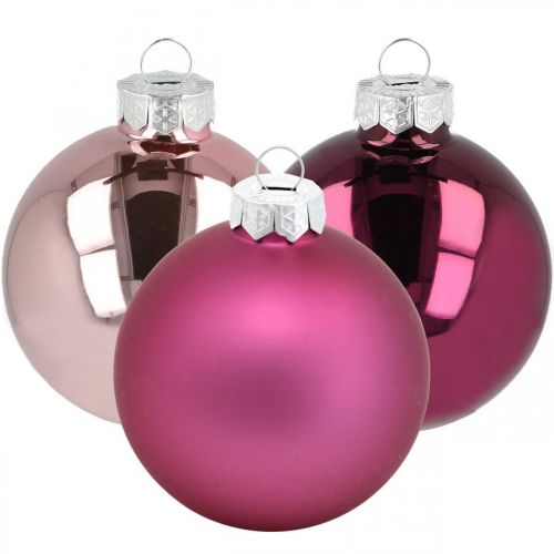 Product Christmas balls, Christmas tree decorations, tree balls violet H6.5cm Ø6cm real glass 24pcs