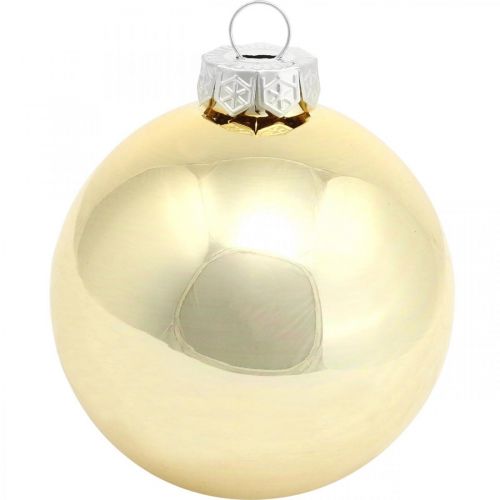 Product Tree ball, Christmas tree decorations, Christmas ball golden H8.5cm Ø7.5cm real glass 12pcs