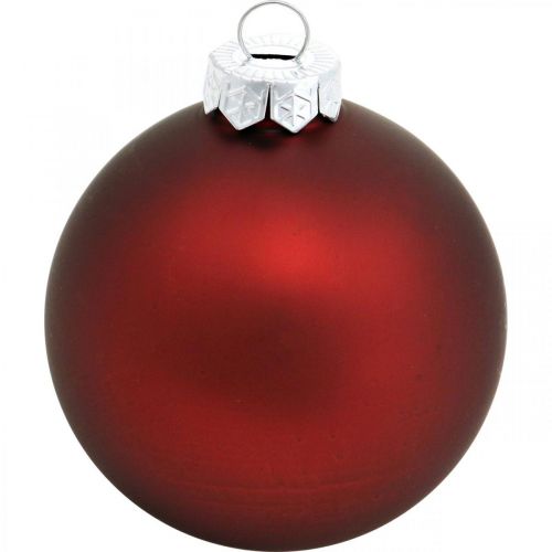 Product Christmas ball, Christmas tree decorations, glass balls wine red H8.5cm Ø7.5cm real glass 12 pieces