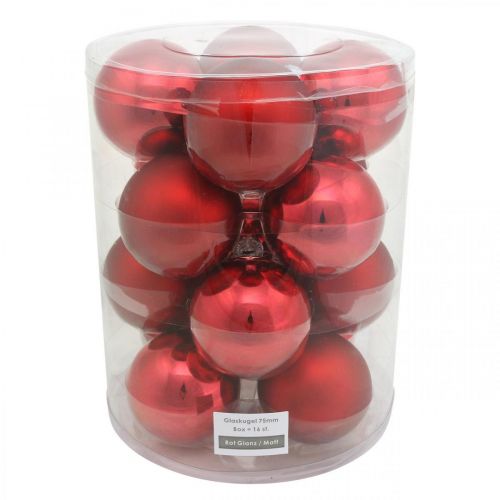 Product Christmas tree ball, tree decorations, Christmas ball red H8.5cm Ø7.5cm real glass 12pcs