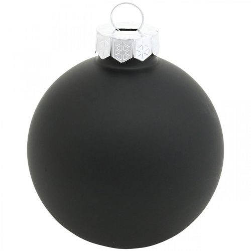 Product Mini Christmas tree ball, tree decoration mix, Christmas balls black H4.5cm Ø4cm real glass 24 pcs