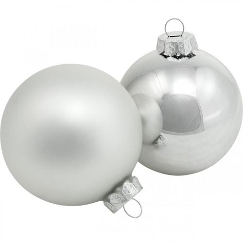 Floristik24 Glass ball, tree decorations, Christmas tree ball silver H8.5cm Ø7.5cm real glass 12pcs