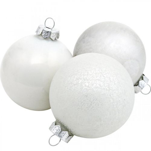 Floristik24 Christmas ball, snowball, Christmas tree decoration, glass ball white H8.5cm Ø7.5cm real glass 14pcs