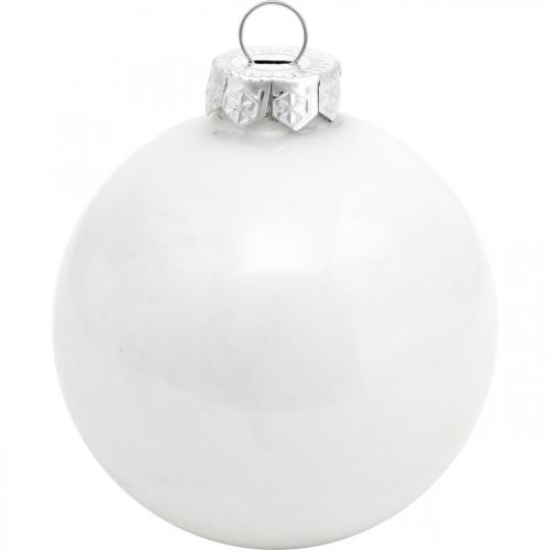 Floristik24 Snow globe, tree pendant, Christmas tree decorations, winter decoration white H6.5cm Ø6cm real glass 24pcs