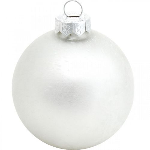Product Snow globe, tree pendant, Christmas tree decoration, winter decoration white H6.5cm Ø6cm real glass 24 pcs
