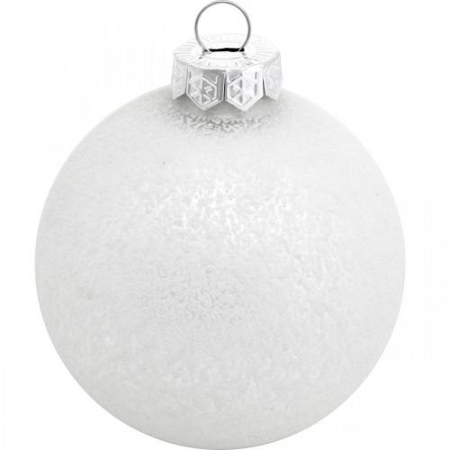 Product Tree pendant, snow globe, Christmas tree decoration, winter decoration white H4.5cm Ø4cm real glass 24 pcs