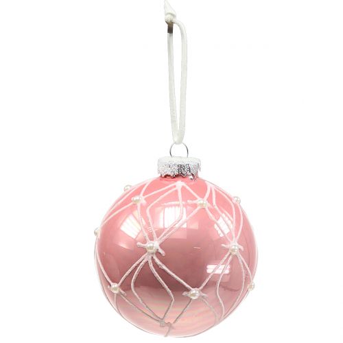 Floristik24 Christmas balls with pearls Pink Ø8cm 3pcs