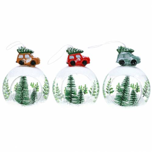 Floristik24 Glass ball Christmas tree decorations car Ø8cm 3pcs