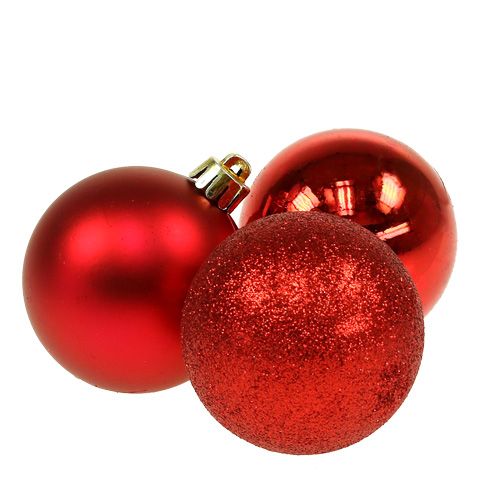 Floristik24 Christmas ball plastic red 6cm 10pcs
