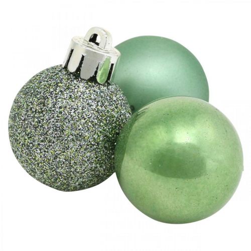 Floristik24 Tree ball mix, mini Christmas ball, Advent decoration green Ø2.5cm plastic 14pcs