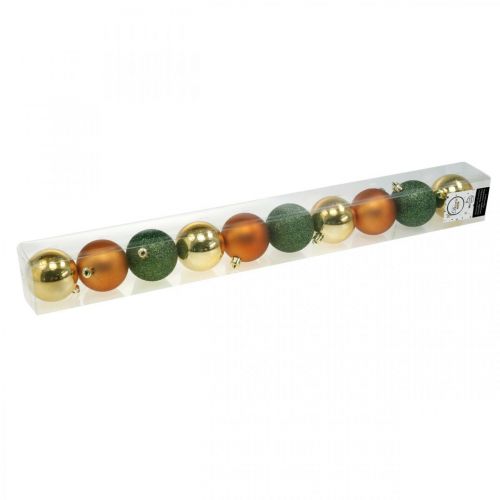Floristik24 Christmas balls, Advent decorations, Christmas tree decorations orange / golden / green Ø5.5cm plastic 10pcs