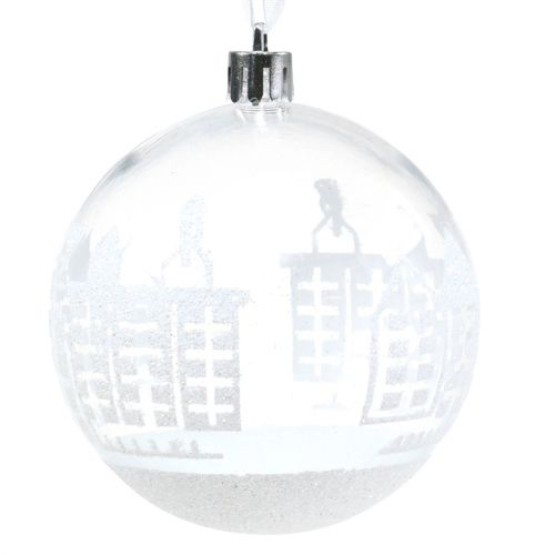 Product Christmas ball plastic white, clear Ø8cm 2pcs