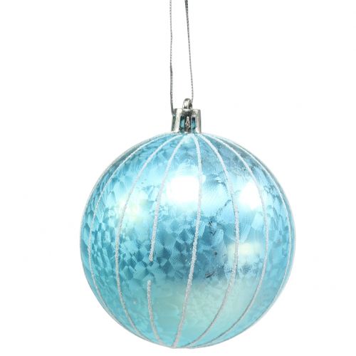 Floristik24 Christmas ball plastic blue-turquoise Ø8cm 2pcs