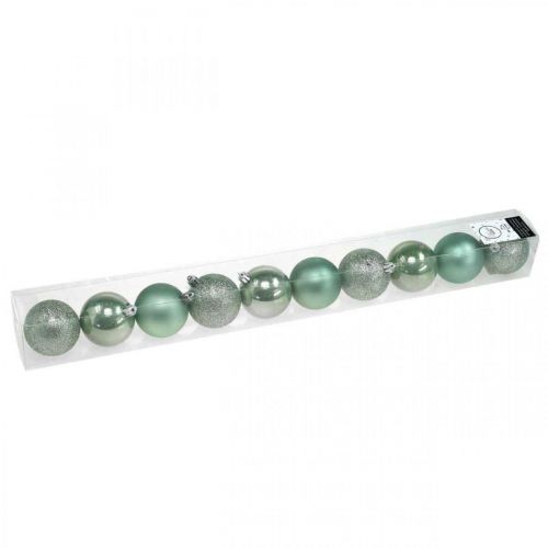 Floristik24 Christmas ball green plastic mix Ø6cm 10pcs