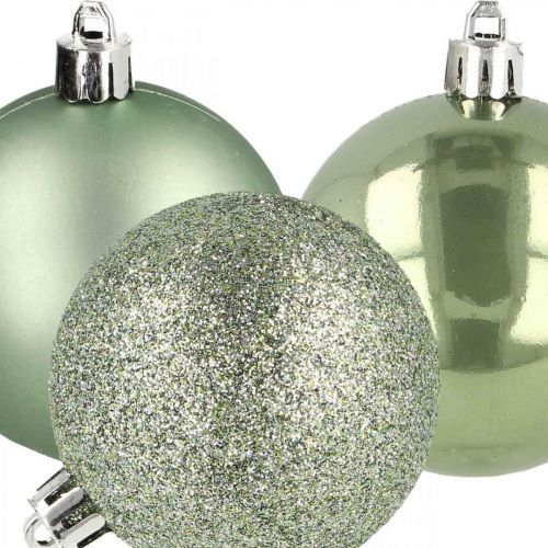 Floristik24 Christmas ball green plastic mix Ø6cm 10pcs