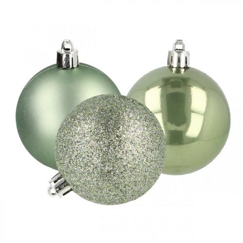 Floristik24 Christmas ball green plastic mix Ø6cm 10pcs