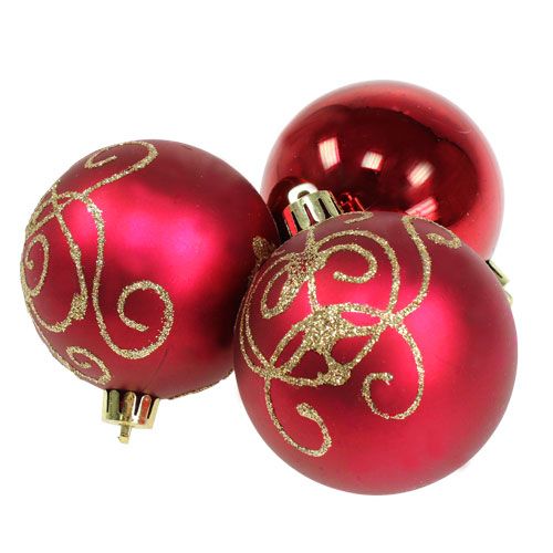 Floristik24 Christmas ball plastic ruby Ø70mm 8pcs