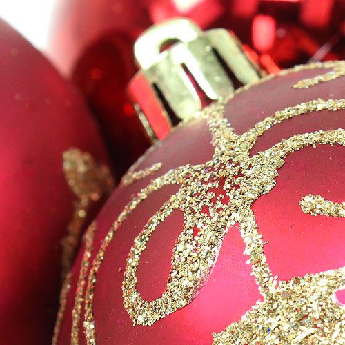 Christmas ball plastic ruby Ø70mm 8pcs
