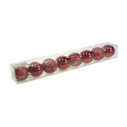 Floristik24 Christmas ball plastic ruby Ø70mm 8pcs