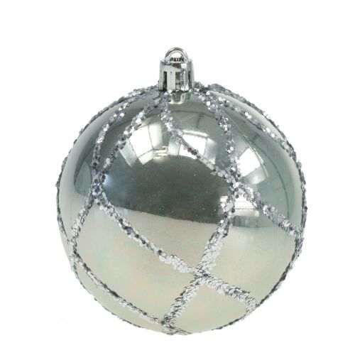 Floristik24 Christmas ball plastic silver Ø8cm 2pcs