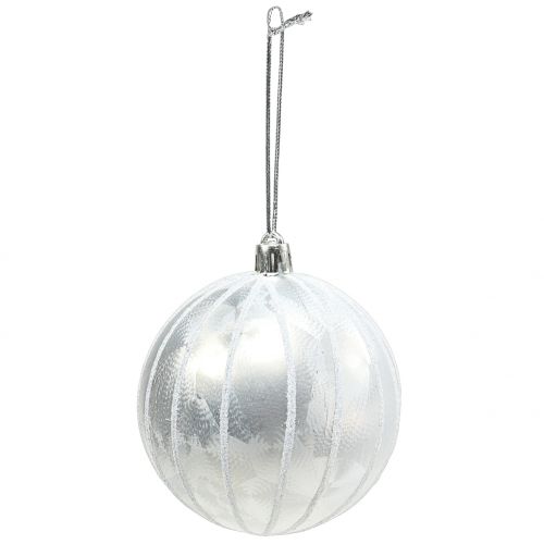 Product Christmas ball plastic white Ø8cm 2pcs