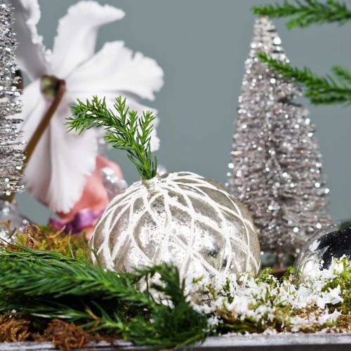 Floristik24 Christmas balls with diamond pattern silver matt, glossy Ø8cm 2pcs