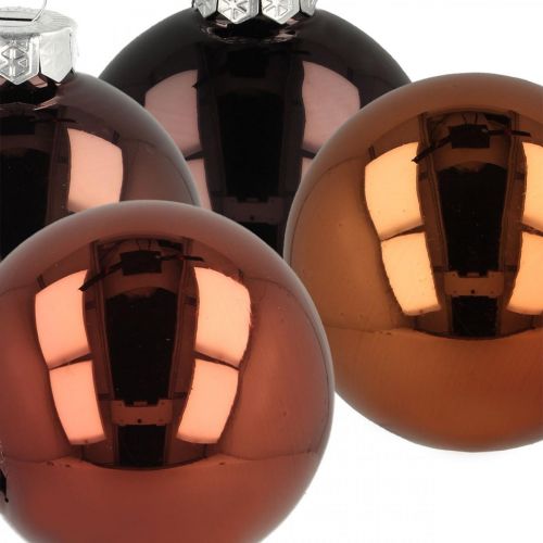 Product Christmas tree balls, tree decorations, Christmas ball brown H6.5cm Ø6cm real glass 24pcs