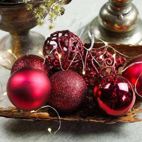 Product Christmas ball dark red Ø6cm 16pcs