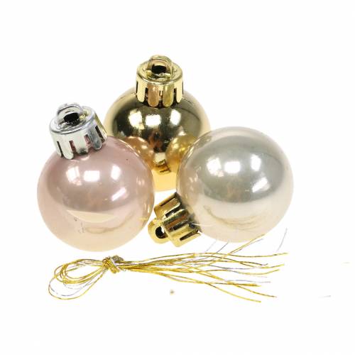 Floristik24 Christmas Tree Decoration Christmas bauble Gold, white, pink 3cm 14pcs