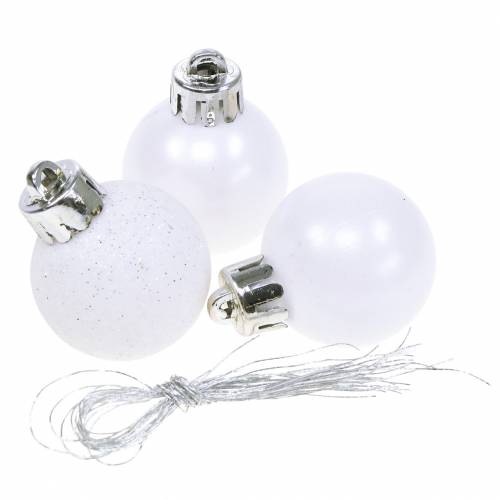 Floristik24 Christmas tree decorations Christmas ball white 3cm 14pcs