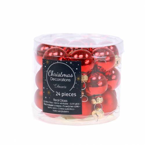 Product Mini Christmas Ball Red Assorted Ø2.5cm 24 pcs