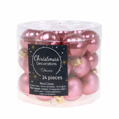 Product Mini Christmas Ball Old Pink Assorted Ø2.5cm 24 pcs