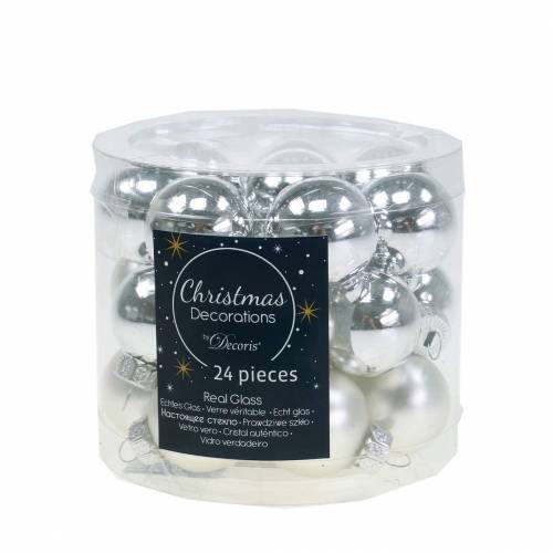 Product Mini Christmas Ball Silver Assorted Ø2.5cm 24 pcs