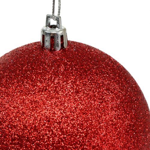 Product Christmas baubles made of plastic red, white Ø8cm 3pcs