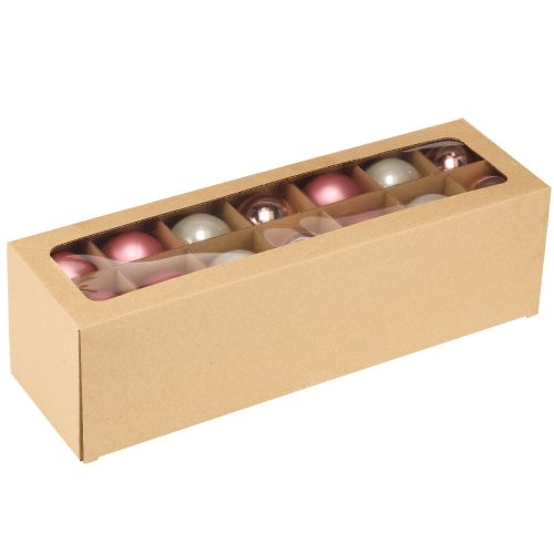 Product Christmas balls glass tree decoration pink grey Ø50mm 24 pcs