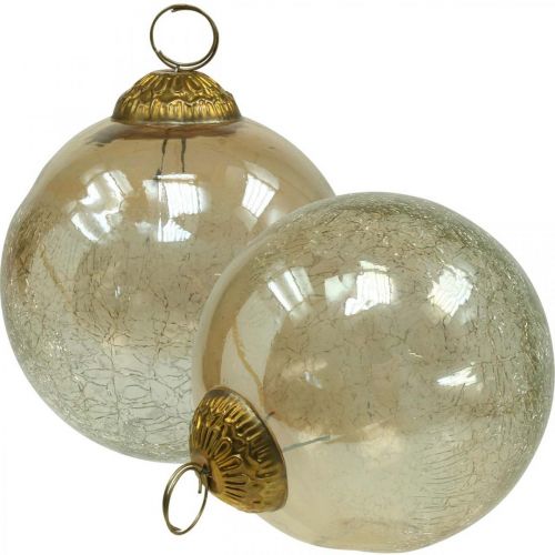 Christmas balls glass Christmas tree balls clear, brown Ø10cm 3pcs