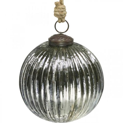 Floristik24 Christmas balls glass Christmas tree balls silver with grooves Ø10cm 2pcs