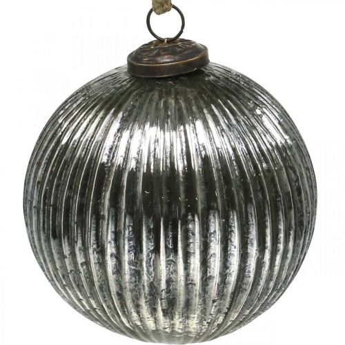 Floristik24 Christmas balls glass Christmas tree balls silver with grooves Ø12cm 2pcs
