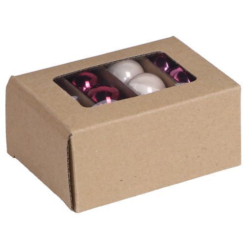 Glass Christmas baubles, mini berry beige pink, Ø3cm, 22 pieces | Floristik24.co.uk