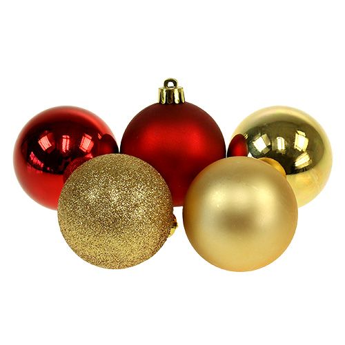 Floristik24 Christmas balls gold, red mix plastic Ø6cm 30p