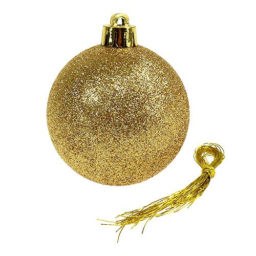Product Christmas balls gold, red mix plastic Ø6cm 30p