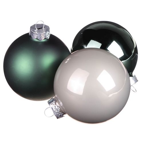 Floristik24 Christmas balls green grey glass balls Ø7.5cm 12 pcs