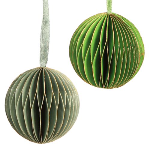 Product Christmas Balls Paper Honeycomb Balls Green Gold Ø7cm 4 pcs